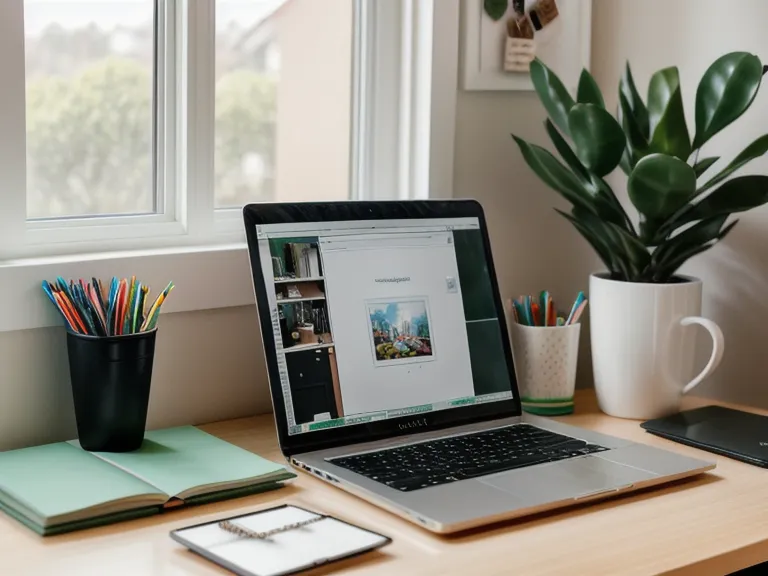 Laptop mit geöffnetem Website-Editor und einer Tasse Tee, beim Schreiben der Landingpage-Texte für den Workshop