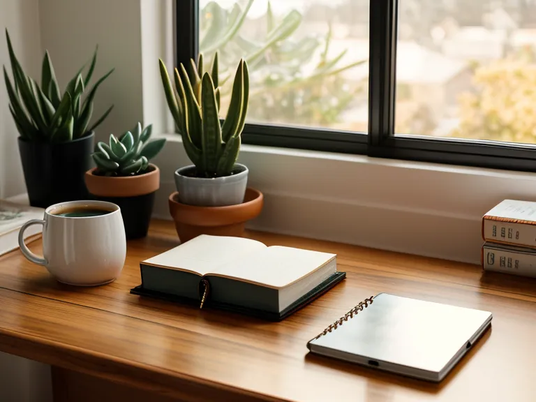 Hand mit Kaffeetasse am Fenster der Homeoffice-Ecke – kurze Pause beim Newsletter-Text schreiben