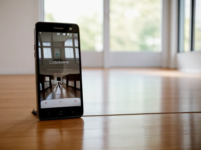 Slogan-Entwicklung sichtbar: Smartphone zeigt klare Überschrift vor unscharfem Yoga-Studio im Hintergrund