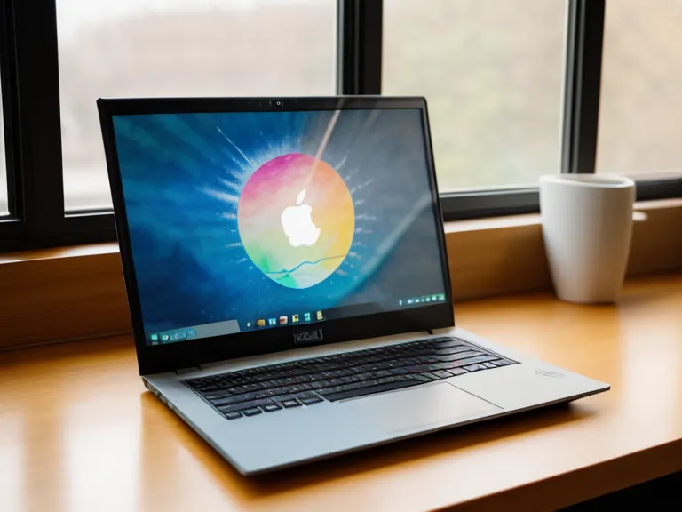 Laptop mit Website-Entwurf für storytelling für Coaches neben einer Kinderzeichnung auf dem Arbeitstisch